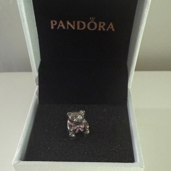 Pandora Silver Charm with Pink Accents - Picture 1 of 3